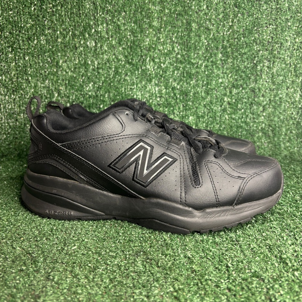 New Balance 608 Slip Resistant Leather Training Shoes Black Mens Sz 8.5 4E Wide